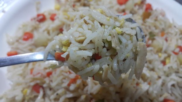 Basmati Rice Pulao or pulav with Peas, or vegetable rice using green peas also known as matar pulao background