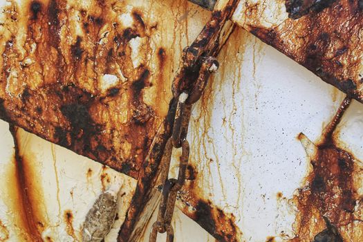 Rusty metal surface on a fishing boat in Santa Pola
