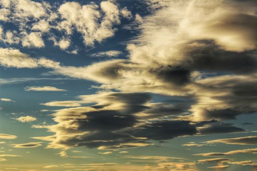 Clouds and lovely sky at Sunset in Alicante in spring