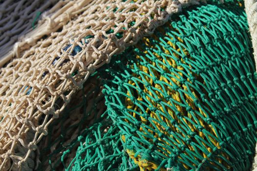 Fishing nets background in the port of Santa Pola, Alicante
