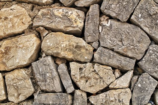 Texture and background of grey stone on wall