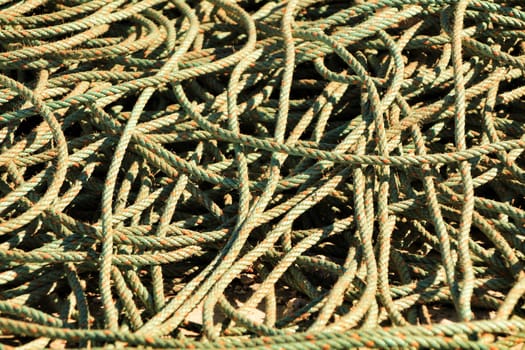 Texture of ropes in the port in Santa Pola under the sun