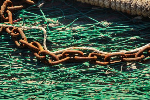 Fishing nets background in the port of Santa Pola, Alicante