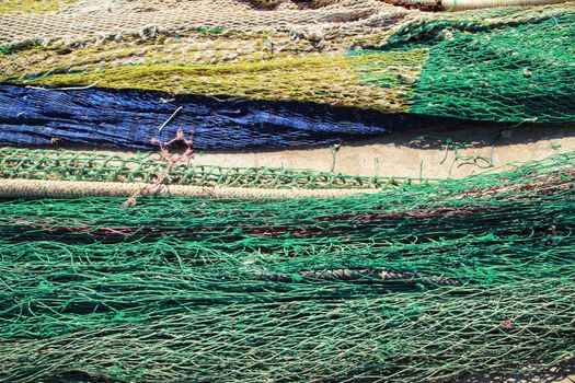 Fishing nets background in the port of Santa Pola, Alicante