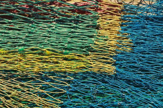 Fishing nets background in the port of Santa Pola, Alicante