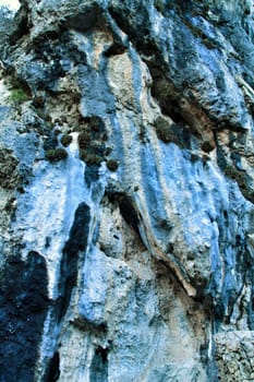 Beautiful and colorful Mountain wall texture in the Sierra of Cazorla, Castile-la Mancha community, Spain