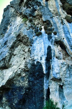 Beautiful and colorful Mountain wall texture in the Sierra of Cazorla, Castile-la Mancha community, Spain