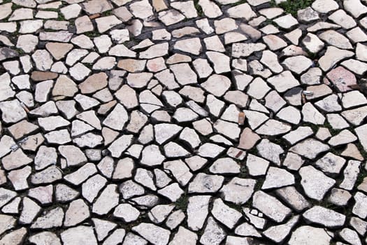 Paved floor of a street in Lisbon in spring