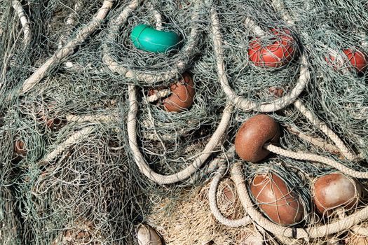 Fishing nets background in the port of Santa Pola, Alicante