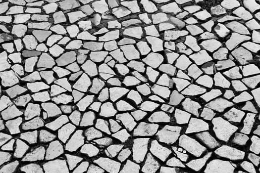 Paved floor of a street in Lisbon in spring