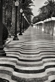 Beautiful Maritime promenade called Explanada in Alicante, Spain