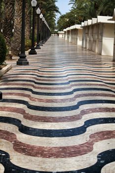 Beautiful Maritime promenade called Explanada in Alicante, Spain