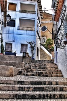 Narrow streets and beautiful white facades in Altea, Alicante, Spain