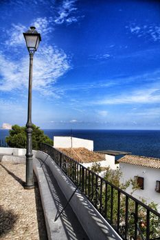 Beautiful panoramic view of Altea village from the viewpoint. Altea, Alicante, Spain in summer.