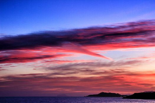 Beautiful Sunset on the beach in Isla Plana, Cartagena, Murcia,Spain.