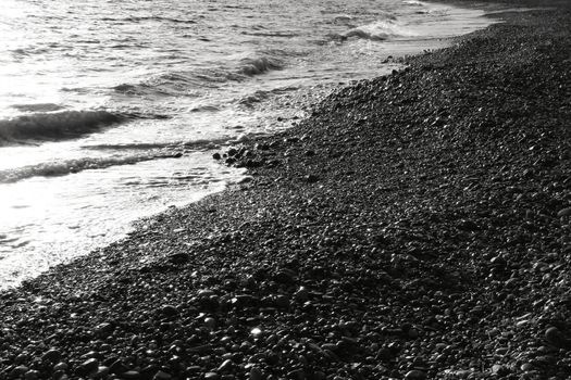 Rock textures and waves on the shore in Cartagena, Murcia, Spain
