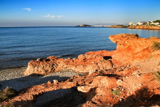 Beautiful Sunrise on the beach in Isla Plana, Cartagena, Murcia,Spain.