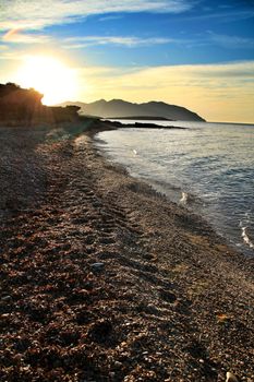 Beautiful Sunrise on the beach in Isla Plana, Cartagena, Murcia,Spain.