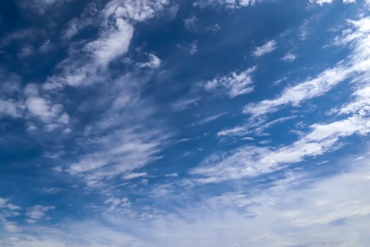 Stunning cirrus cloud formation panorama in a deep blue summer sky seen over Europe