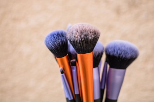 Clean and dirty professional makeup brushes isolated.