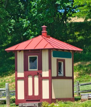 Old Train Switch House on a Sunny Summer Day