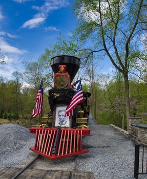 Replica of an Old 1860's Steam Engine Getting Ready on an Early Spring Day