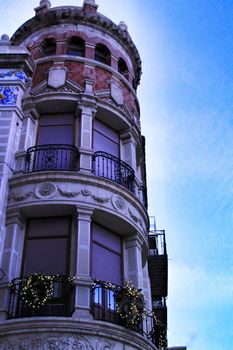 Beautiful facade of modernist building in Xixona, Alicante province, Spain.