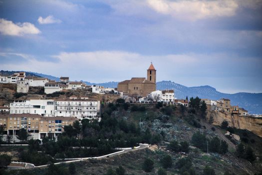 Spectacular views of the swamp, village and mountains of Iznajar in Cordoba, Spain