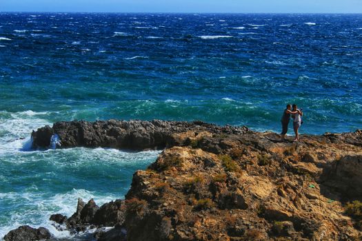 Beaches and cliffs of Tabarca Island in summer in Alicante, Spain