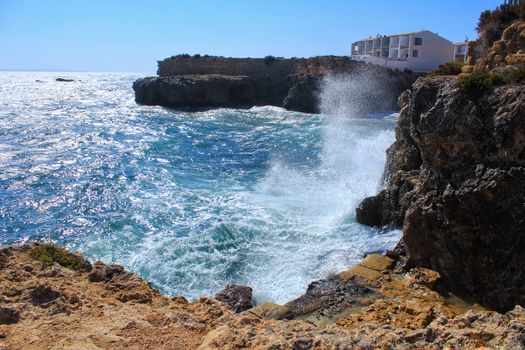 Beaches and cliffs of Tabarca Island in summer in Alicante, Spain