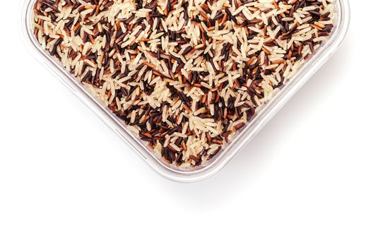 organic mixed rice on white background