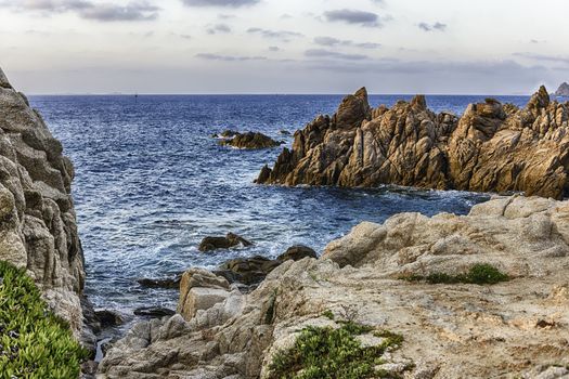 View over the scenic granite rocks adorning one of the most beautiful seaside spot in Santa Teresa Gallura, northern Sardinia, Italy