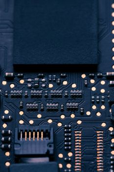 electronic chip component on black PCB or printed circuit board