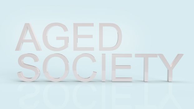 The aged society word on blue background for society content 3d rendering.