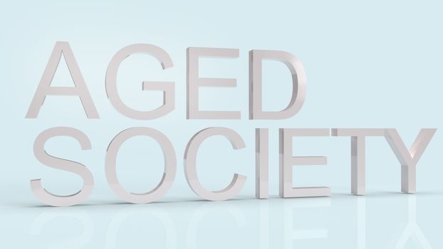 The aged society word on blue background for society content 3d rendering.