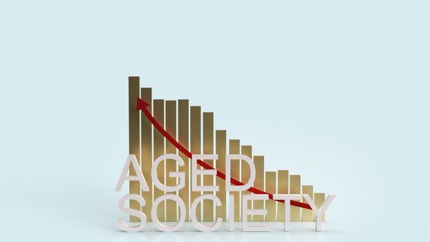 The aged society word and chart on blue background for society content 3d rendering.