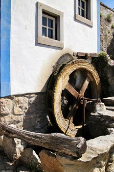Beautiful and colorful waterwheel in Azenhas do Mar in Lisbon, Portugal