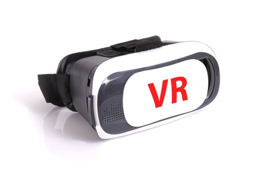 Virtual reality telescope as gadget for people who like cyberspace on white background.