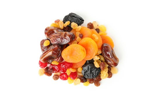 Tasty dried fruits isolated on white background