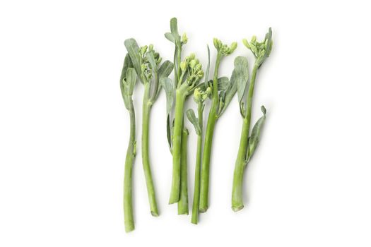 Fresh green broccolini isolated on white background
