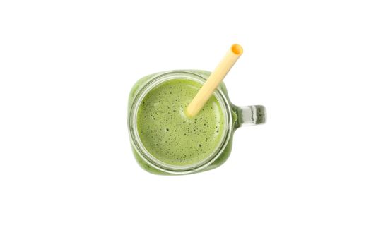 Smoothie of green vegetables isolated on white background