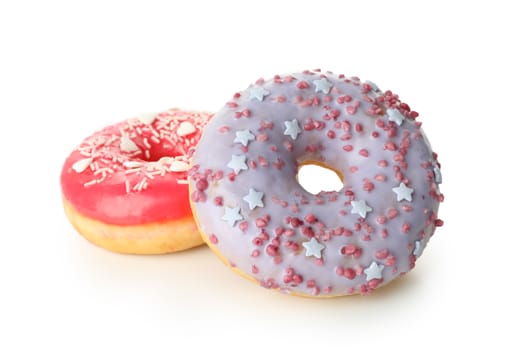 Tasty baked donuts isolated on white background