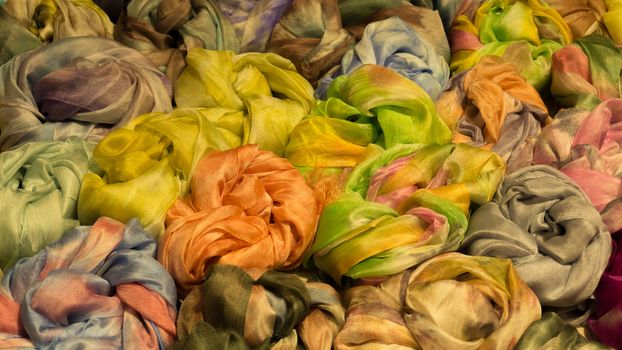 Cravats neckerchief and scarves on the counter