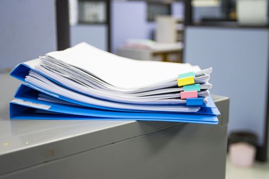 file folder and Stack of business report paper file in a work office, concept document in work office