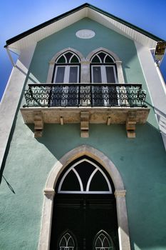 Narrow and colorful streets, majestic facades, windows and balconies of Lisbon, Portugal