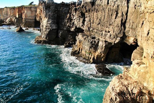 Beautiful cliff formation close to Cascais called The Boca do Inferno