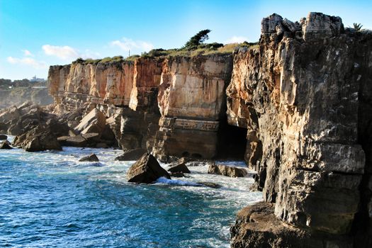 Beautiful cliff formation close to Cascais called The Boca do Inferno