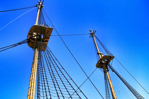Dom Fernando II e Gloria, an antique frigate of the portuguese navy in Cacilhas port in a sunny day of spring