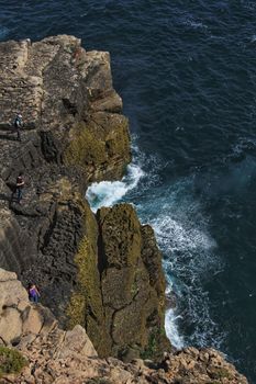 Views of the wild Atlantic Ocean with beautiful cliffs in Peniche, Portugal