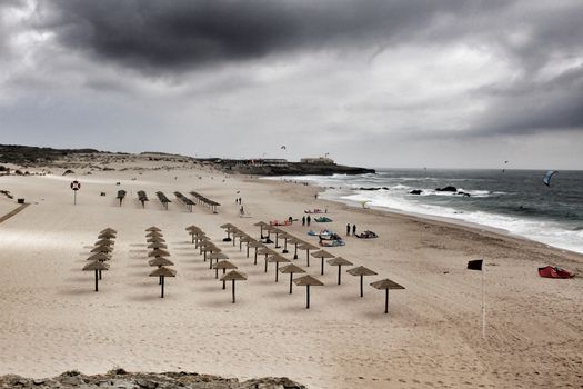 Guincho beach under cloudy sky in spring Portugal